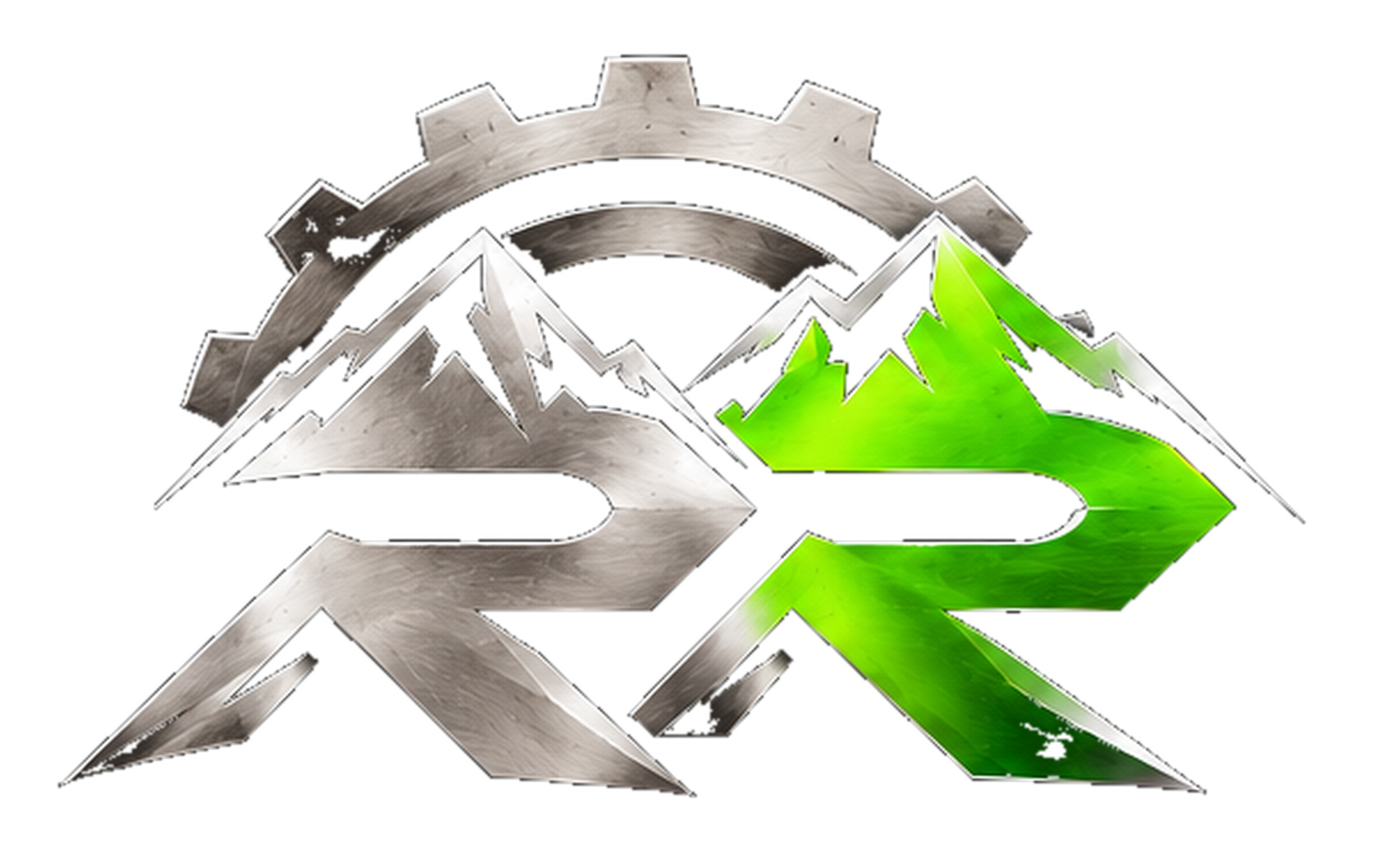 Rush Ride mountain-shaped double R emblem with a gear